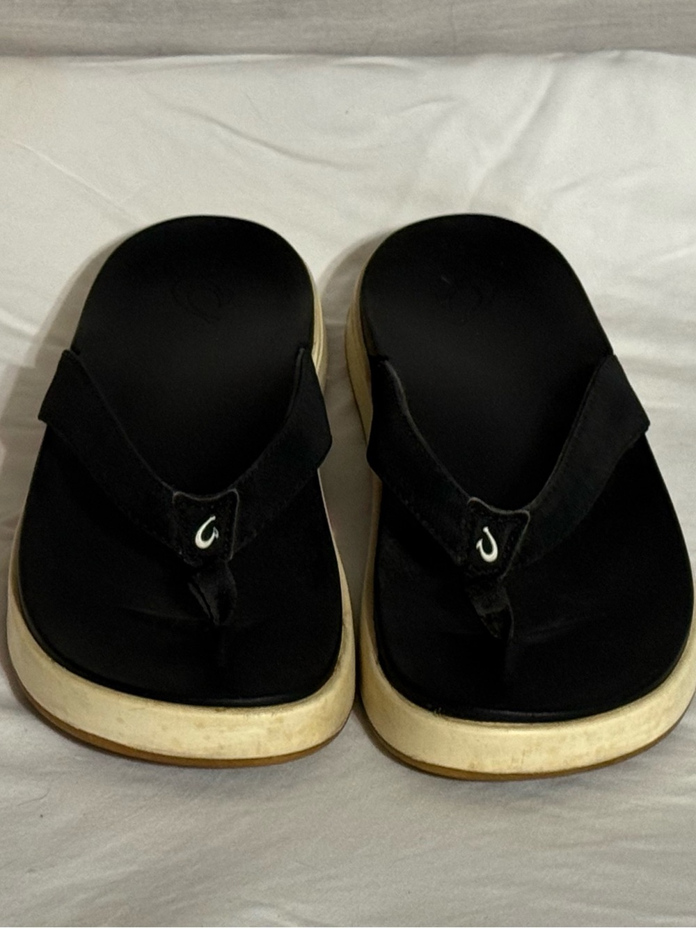OluKai Nu’a Pi’o Black Water Friendly Flip Flop Sandals Women’s Size 8